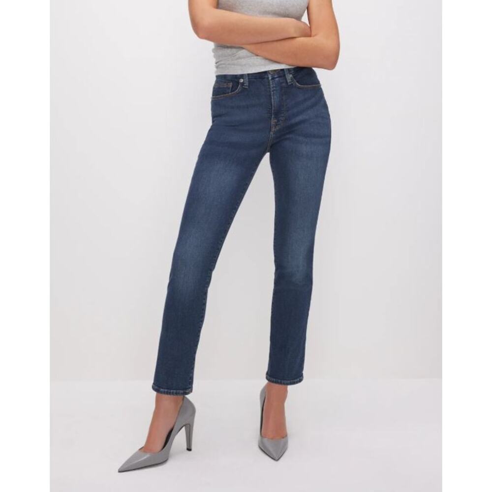 NWT! GOOD AMERICAN MID RISE GOOD LEGS STRAIGHT JEANS 6-12B